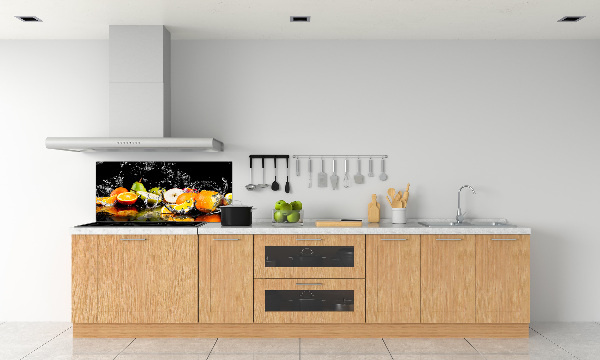 Pannello paraschizzi cucina con motivo di frutta e gocce d'acqua