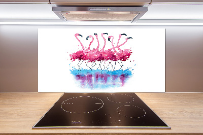 Rivestimento parete cucina con stampa di fenicotteri