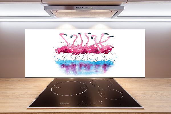 Rivestimento parete cucina con stampa di fenicotteri