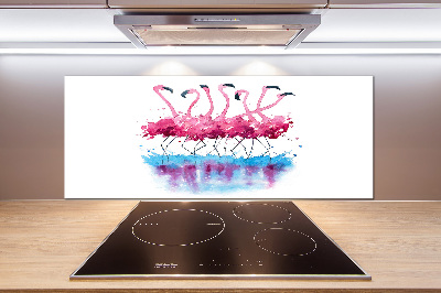 Rivestimento parete cucina con stampa di fenicotteri