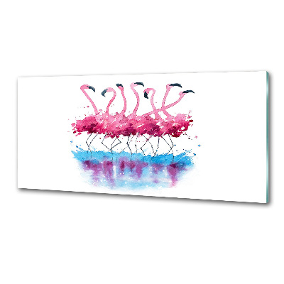 Rivestimento parete cucina con stampa di fenicotteri