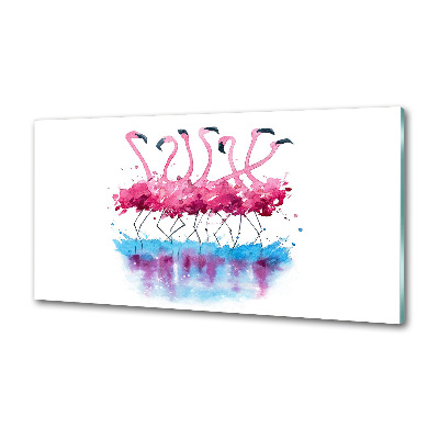 Rivestimento parete cucina con stampa di fenicotteri