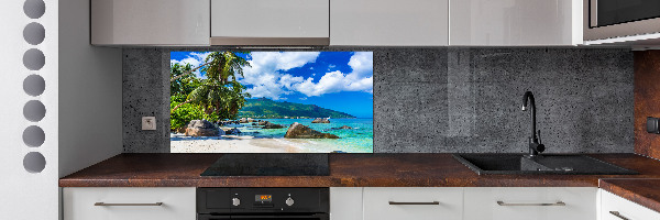 Rivestimento parete cucina con stampa Spiaggia delle Seychelles