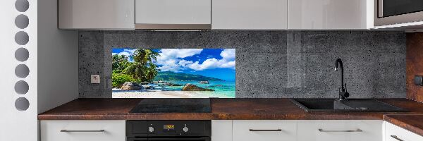 Rivestimento parete cucina con stampa Spiaggia delle Seychelles