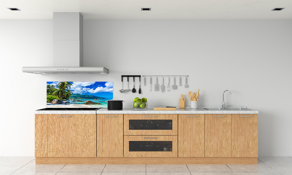 Rivestimento parete cucina con stampa Spiaggia delle Seychelles
