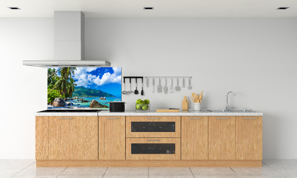 Rivestimento parete cucina con stampa Spiaggia delle Seychelles