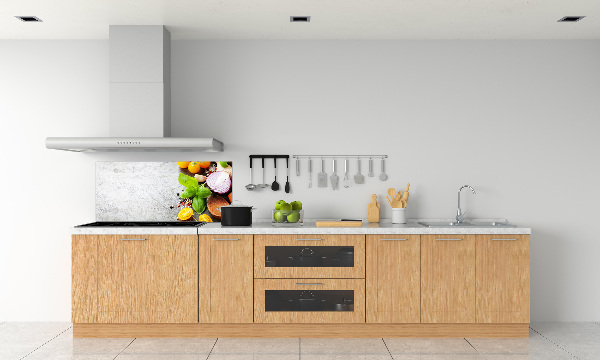 Rivestimento parete cucina con decorazione a motivo di verdure
