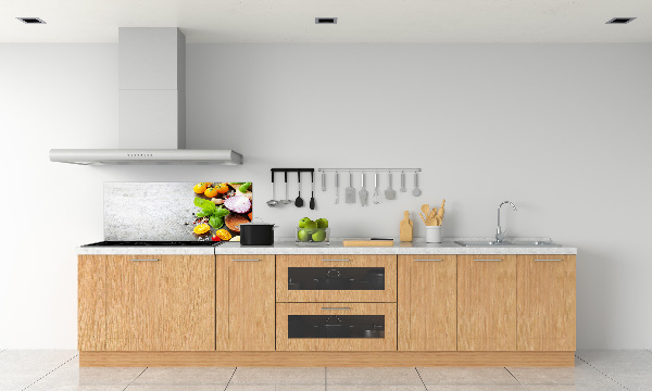 Rivestimento parete cucina con decorazione a motivo di verdure