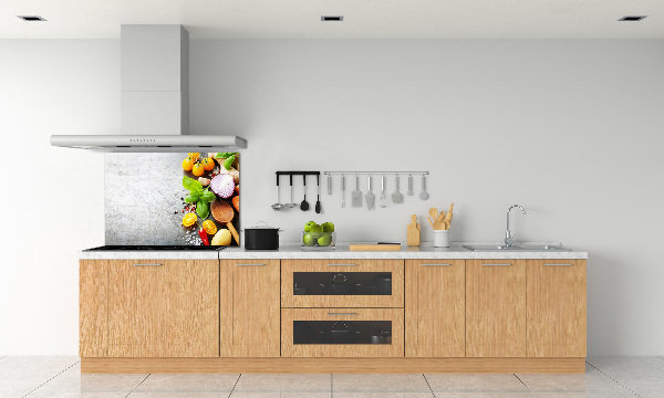 Rivestimento parete cucina con decorazione a motivo di verdure