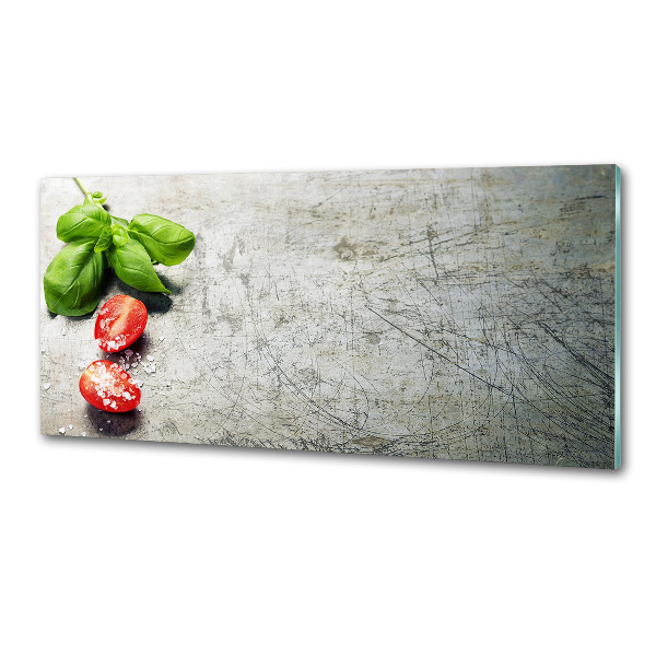 Pannello retrocucina con motivo di pomodori e basilico