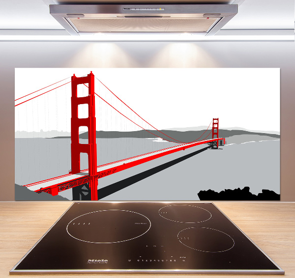 Rivestimento parete cucina con motivo Ponte di San Francisco