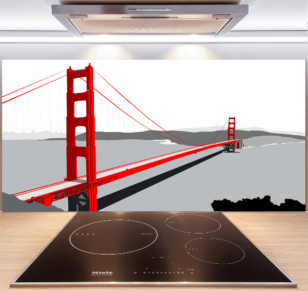 Rivestimento parete cucina con motivo Ponte di San Francisco