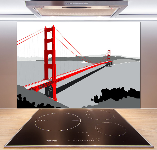 Rivestimento parete cucina con motivo Ponte di San Francisco