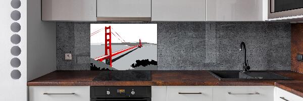 Rivestimento parete cucina con motivo Ponte di San Francisco