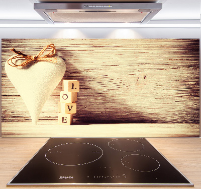 Pannello paraschizzi cucina con la scritta 