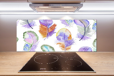Pannello paraschizzi cucina con motivo di piume colorate