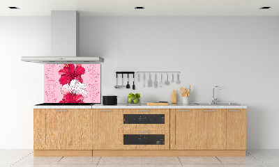 Rivestimento parete cucina con motivo a fiori hawaiani