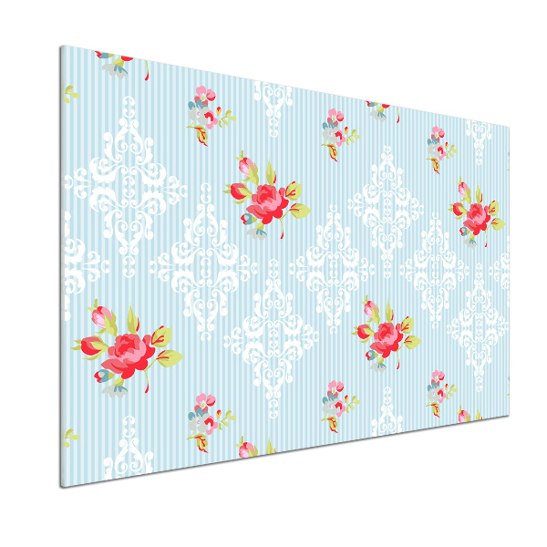 Pannello paraschizzi cucina con motivo di rose e ornamenti