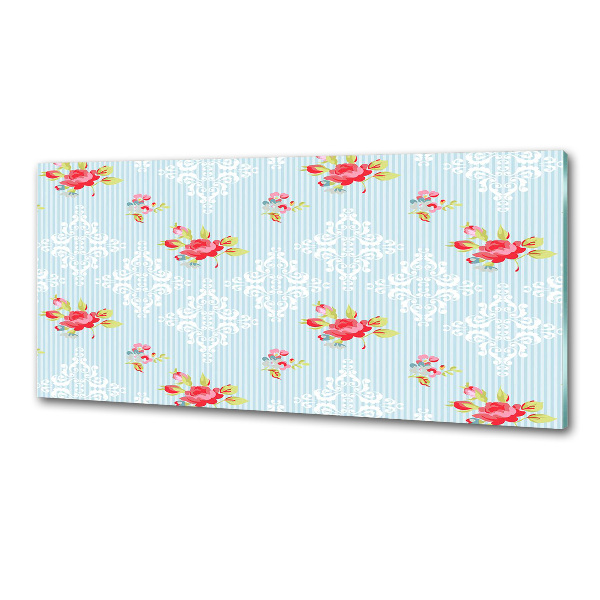 Pannello paraschizzi cucina con motivo di rose e ornamenti