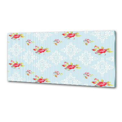 Pannello paraschizzi cucina con motivo di rose e ornamenti