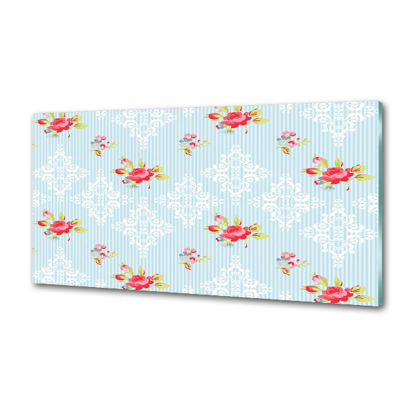 Pannello paraschizzi cucina con motivo di rose e ornamenti