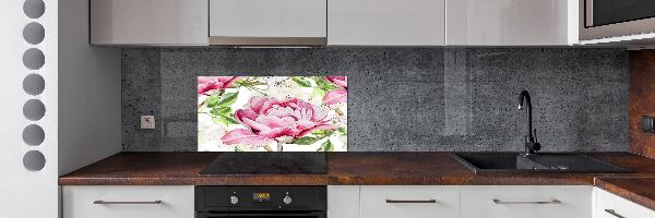 Pannello retrocucina con motivo peonie
