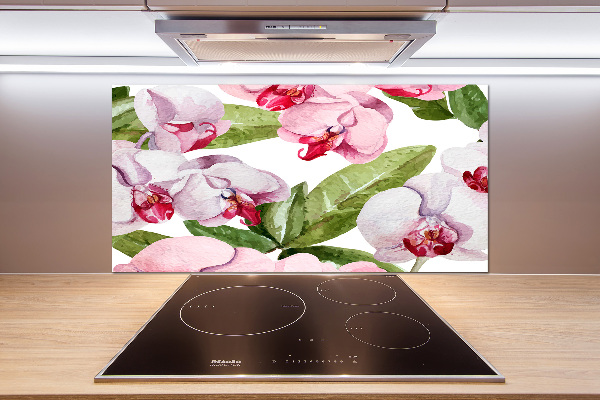 Pannello paraschizzi cucina con motivo di orchidee rosa