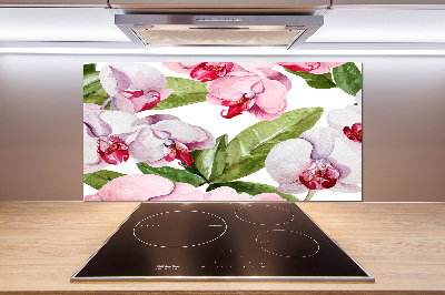 Pannello paraschizzi cucina con motivo di orchidee rosa