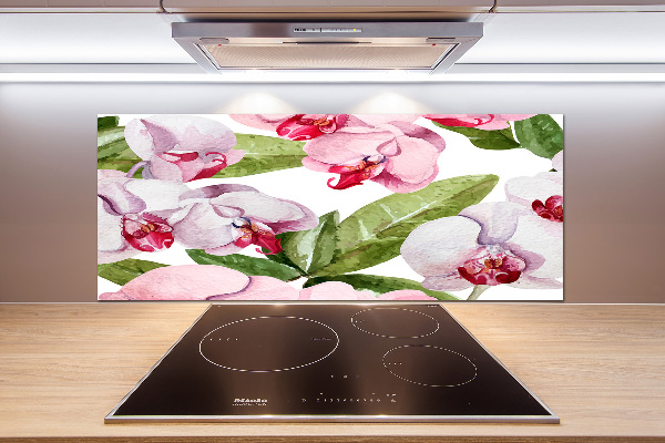 Pannello paraschizzi cucina con motivo di orchidee rosa