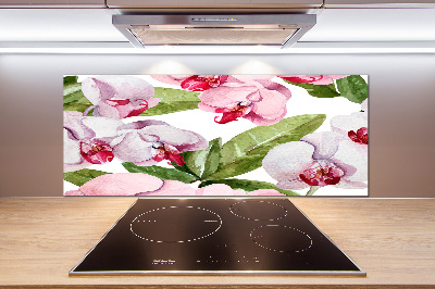 Pannello paraschizzi cucina con motivo di orchidee rosa