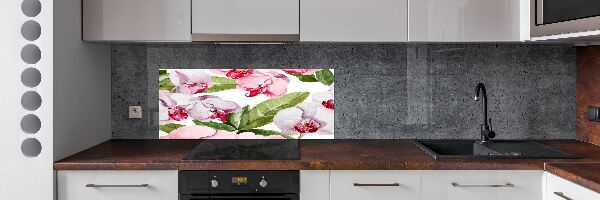 Pannello paraschizzi cucina con motivo di orchidee rosa