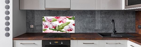 Pannello paraschizzi cucina con motivo di orchidee rosa