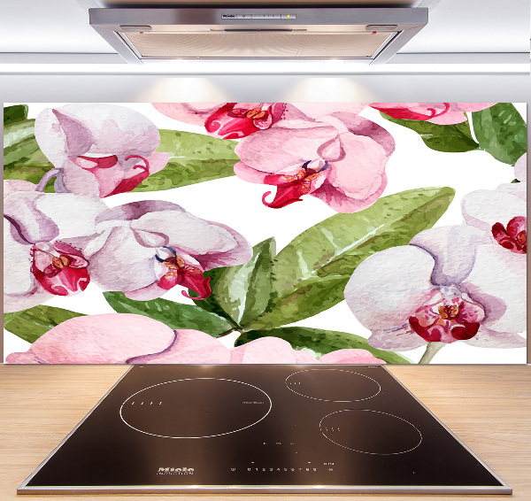 Pannello paraschizzi cucina con motivo di orchidee rosa