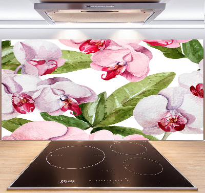 Pannello paraschizzi cucina con motivo di orchidee rosa