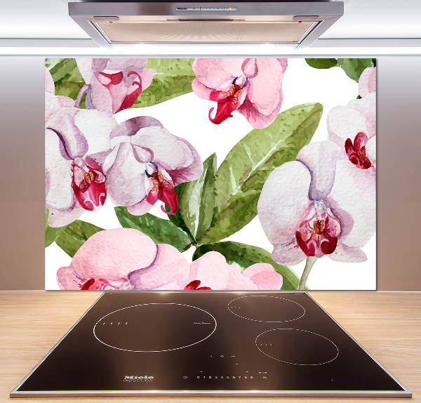Pannello paraschizzi cucina con motivo di orchidee rosa