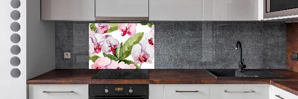 Pannello paraschizzi cucina con motivo di orchidee rosa