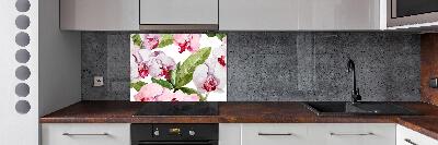 Pannello paraschizzi cucina con motivo di orchidee rosa