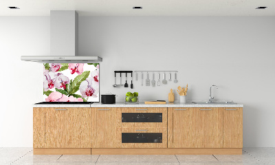 Pannello paraschizzi cucina con motivo di orchidee rosa