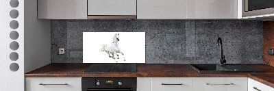 Pannello retrocucina con stampa di un cavallo arabo bianco