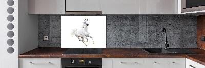 Pannello retrocucina con stampa di un cavallo arabo bianco