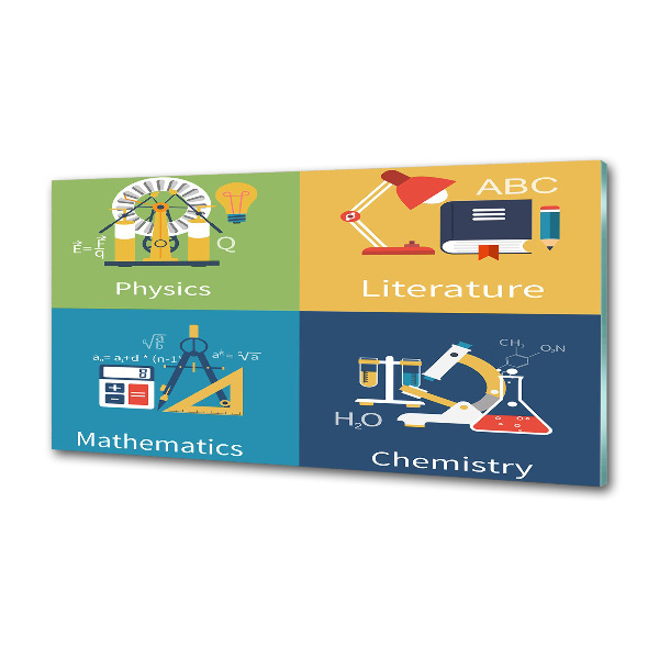 Pannello retrocucina con motivo a tema forniture scolastiche