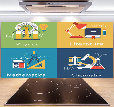 Pannello retrocucina con motivo a tema forniture scolastiche