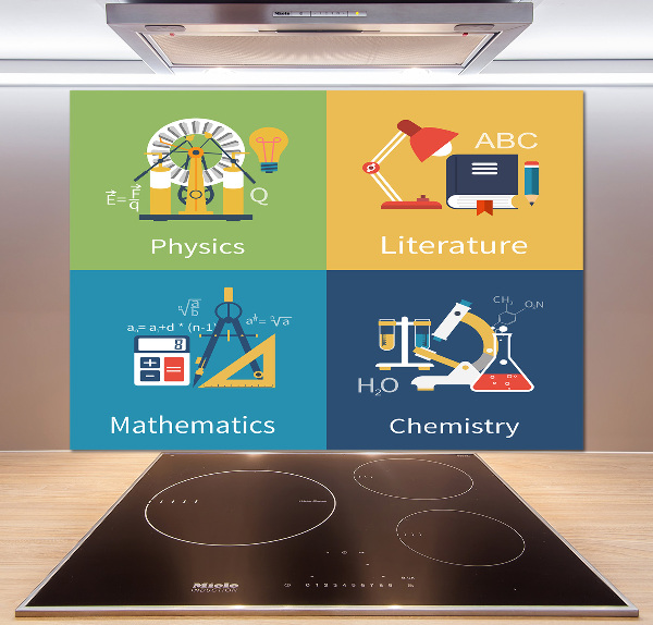 Pannello retrocucina con motivo a tema forniture scolastiche