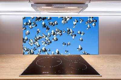 Pannello paraschizzi cucina con stampa raffigurante uno stormo di piccioni