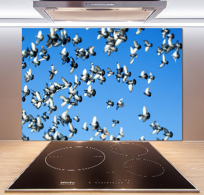 Pannello paraschizzi cucina con stampa raffigurante uno stormo di piccioni