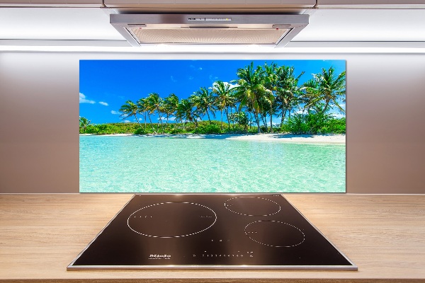 Rivestimento parete cucina con motivo spiaggia tropicale