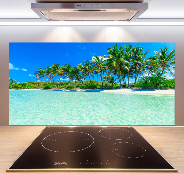 Rivestimento parete cucina con motivo spiaggia tropicale