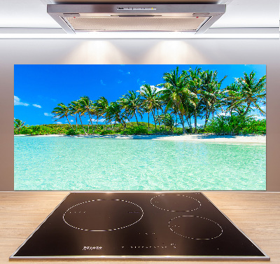 Rivestimento parete cucina con motivo spiaggia tropicale