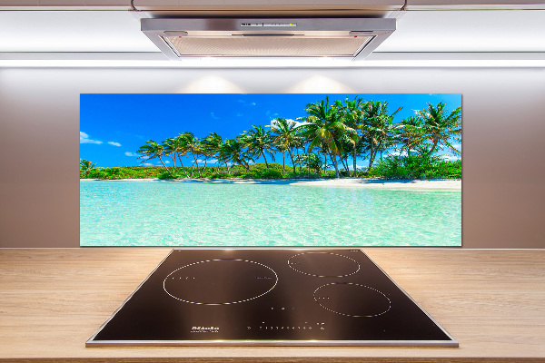Rivestimento parete cucina con motivo spiaggia tropicale