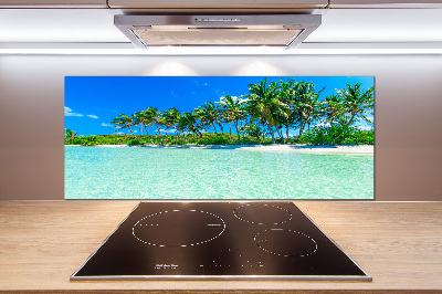 Rivestimento parete cucina con motivo spiaggia tropicale